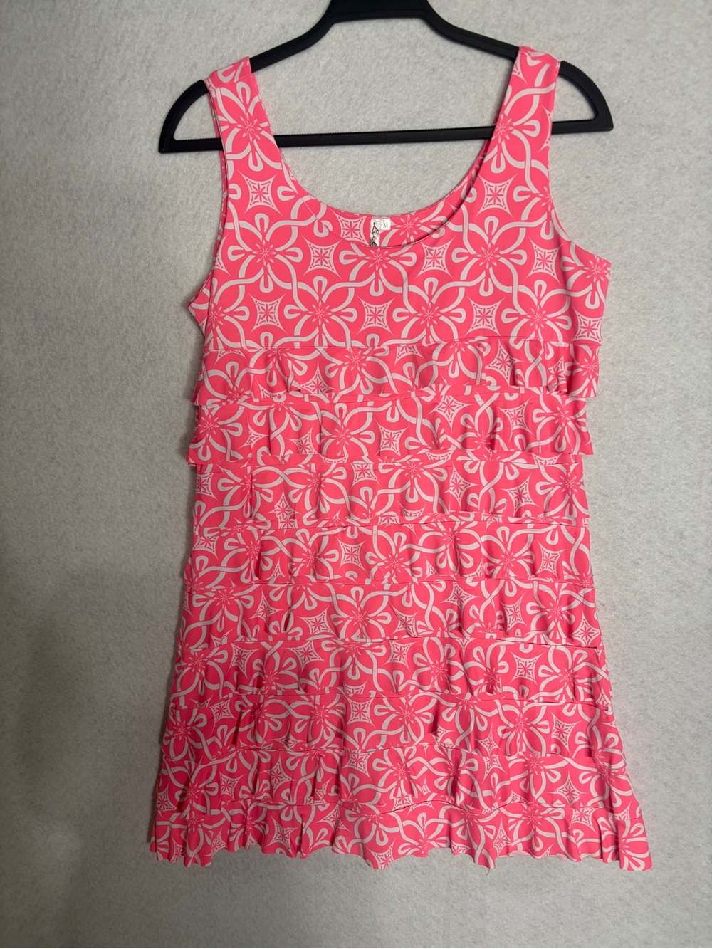 Lulu B Pink Floral Pattern Ruffled Tank Dress - Picture 4 of 6